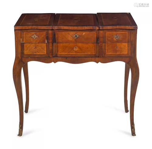 A Louis XV Style Inlaid Walnut Poudreuse