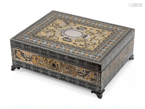 A French Brass and Pewter Inlaid Box