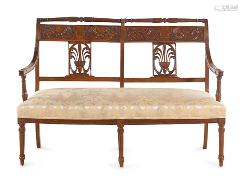 An Italian Carved Fruitwood Bench