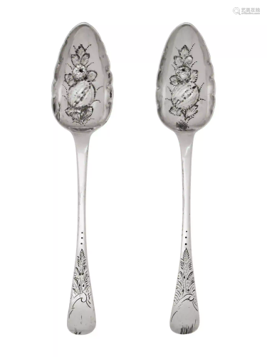 A Pair of Scottish George IV Silver Berry Spoons