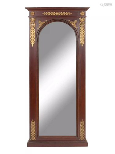 An Empire Style Gilt Metal Mounted Mahogany Mirror