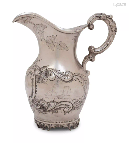 An American Coin Silver Pitcher