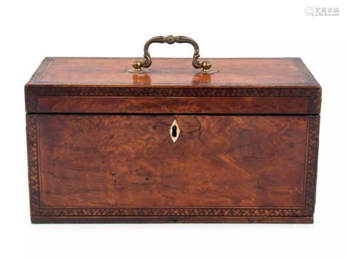 A Regency Mahogany and Marquetry Decorated Tea Caddy