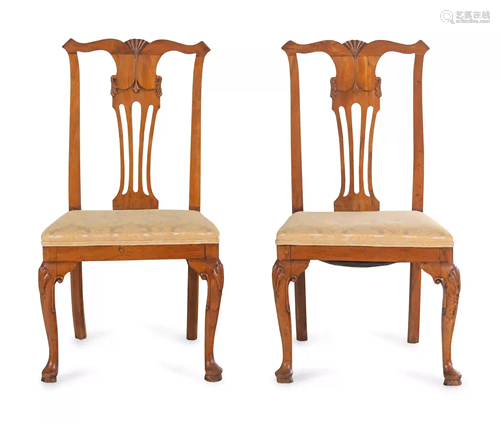 A Pair of George II Elm Side Chairs