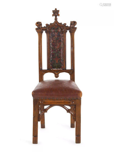 A Gothic Revival Walnut Side Chair