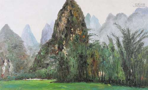 吳冠中 風景 油畫 鏡框