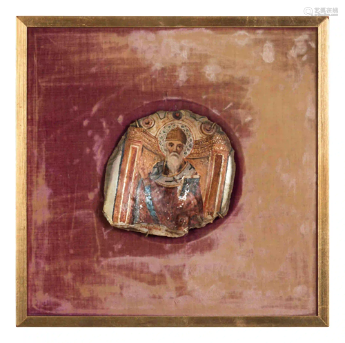 A Byzantine Style Painted Shell Icon Fragment