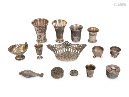 A Collection of Fourteen Continental Silver Articles