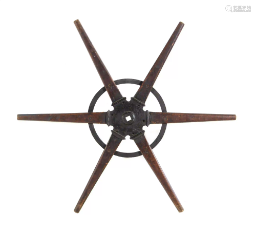An Iron Mounted Mahogany Ship's Wheel