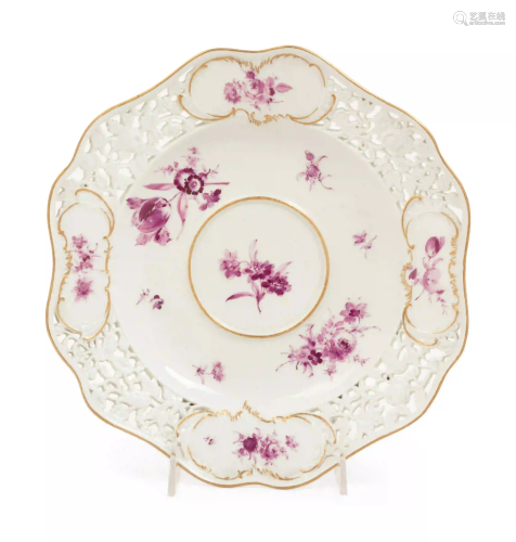 A Meissen Reticulated Porcelain Dish