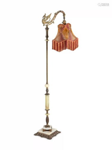 An Aesthetic Movement Bronze and Onyx Floor Lamp