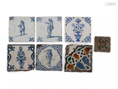 A Group of Seven Continental Ceramic Tiles