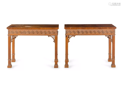 A Pair of Chinese Export Style Console Tables