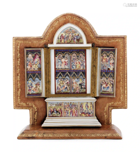 A Capodimonte Porcelain Altar Triptych