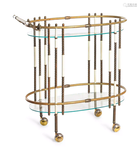 An Art Deco Brass and Glass Bar Cart