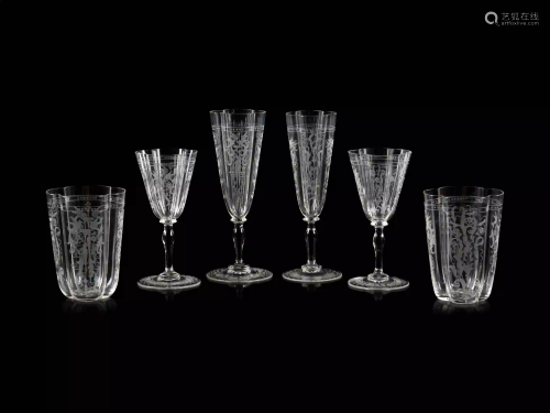 A Group of Six Austrian Cut Glass Drinking Articles