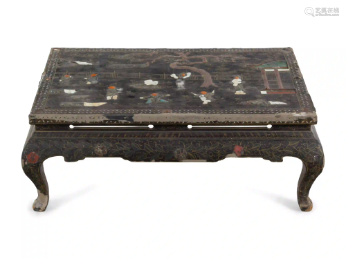A Chinese Export and Hardstone Inset Low Table