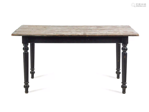 A French Provincial Painted and Parcel Ebonized Dining