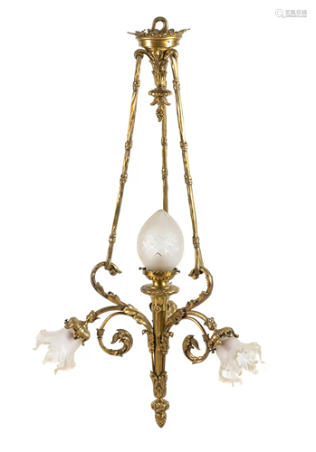 A French Gilt Bronze and Molded Glass Fixture