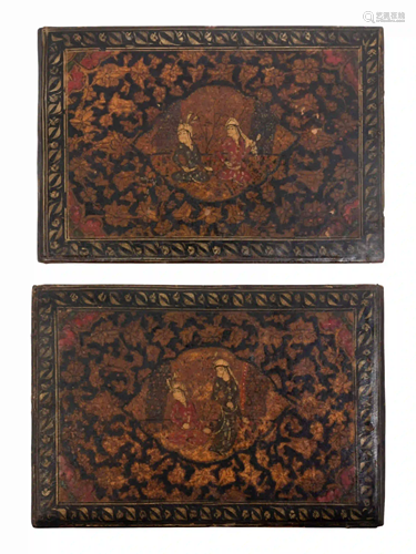 A Pair of Persian Lacquer Folio Covers