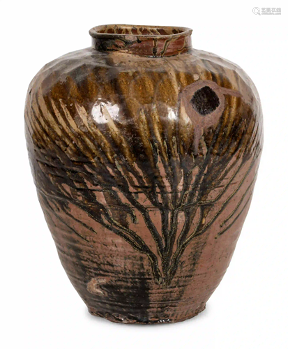 A Large Middle Eastern Glazed Terracotta Storage Jar