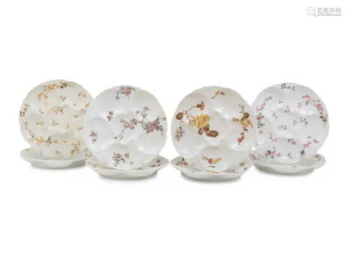 A Set of Eight Haviland Limoges Porcelain Oyster Plates