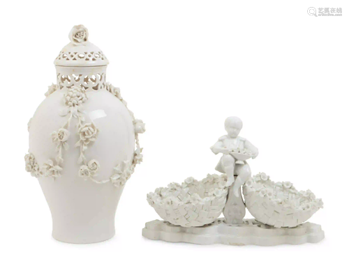 A Meissen Porcelain Twin-Basket Candy Dish