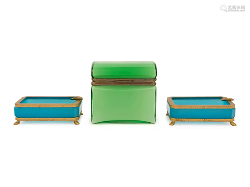 Three French Opaline Glass Boxes