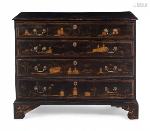 A George III Chinoiserie Decorated Chest of Drawers