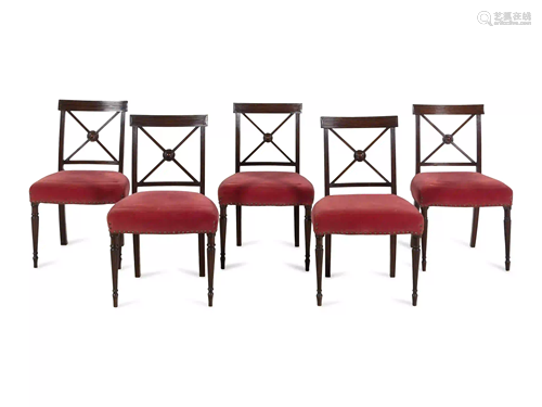 A Set of Five Regency Mahogany Side Chairs