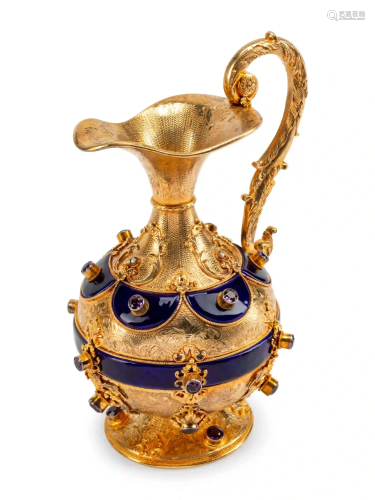 A Continental Amethyst Mounted and Enameled Silver-Gilt
