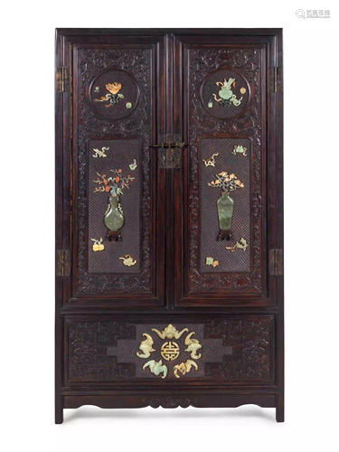 A Chinese Export Hardstone Inlaid Cabinet