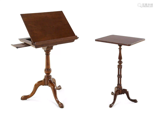 A Regency Rosewood Candle Stand and a Similar Mahogany