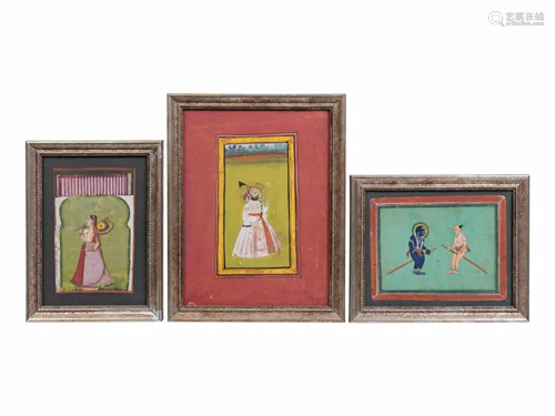 Three Mughal Miniature Paintings