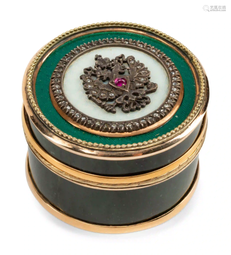 A Guilloche Enamel, Vari-Color Gold, Diamond, Ruby and