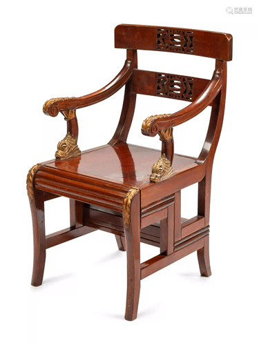 A Regency Style Mahogany Armchair Converting to Library