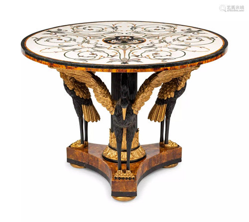 A Continental Parcel Gilt Center Table with a Specimen