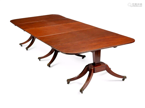 A Regency Mahogany Three-Pedestal Dining Table