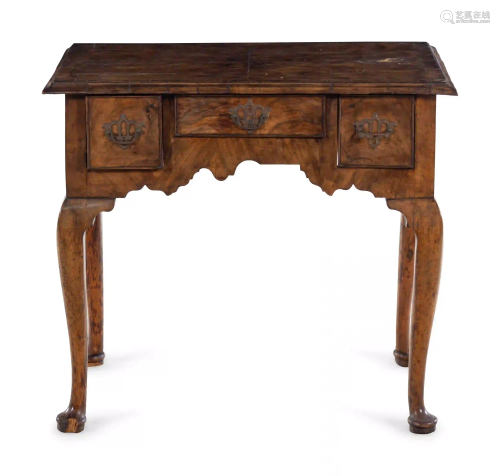 A Queen Anne Burl Walnut Dressing Table