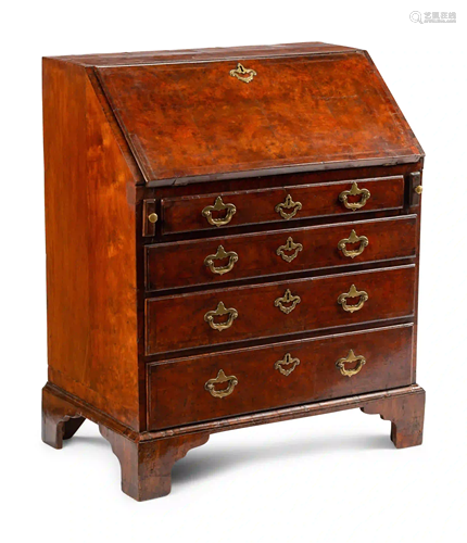 A George II Walnut Slant-Front Desk