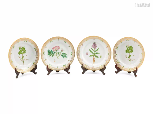 A Set of Four Royal Copenhagen Flora Danica