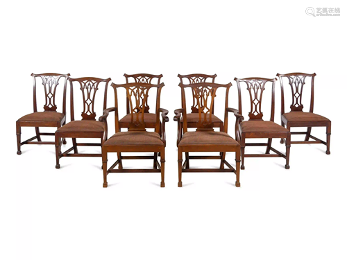 A Set of Eight George III Mahogany Dining Chairs in the