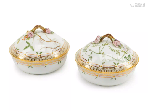 A Pair of Royal Copenhagen Flora Danica Porcelain