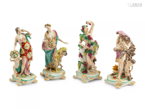 A Set of Four Continental Porcelain Figural Groups