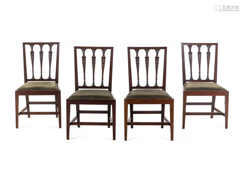 A Set of Four George III Style Mahogany Side Chairs