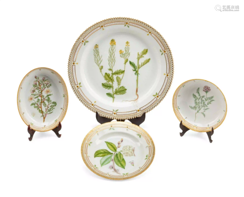Four Royal Copenhagen Flora Danica Porcelain