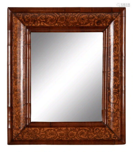 A William and Mary Walnut and Marquetry Mirror