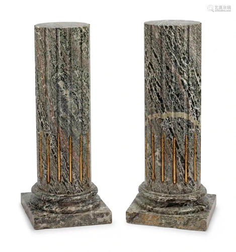 A Pair of Continental Gilt Bronze Mounted Marble