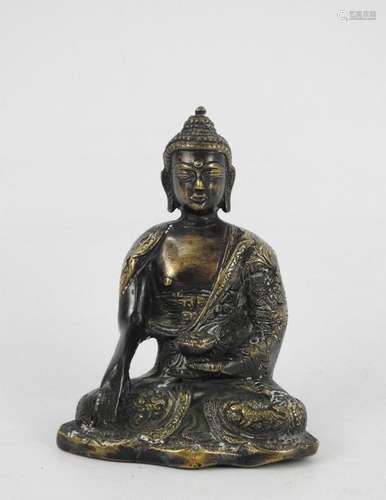 ASIE DU SUD EST : Bouddha en prière en bronze. Mar…