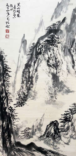 A CHINESE LANDSCAPE PAINTING HEI BOLONG MARK